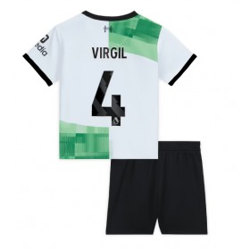 Otroški Nogometni dresi Liverpool Virgil van Dijk #4 Gostujoči 2023-24 Kratek Rokav (+ Kratke hlače)